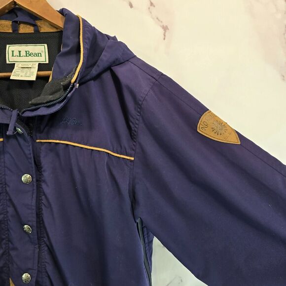 Vintage LL Bean Jacket Womens Medium Blue Anorak Zip Hooded Windbreaker Nordic - Picture 15 of 15
